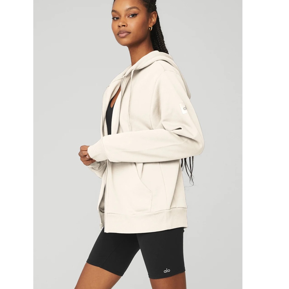 ALO EVERYDAY FULL ZIP HOODIE Ivory / Small